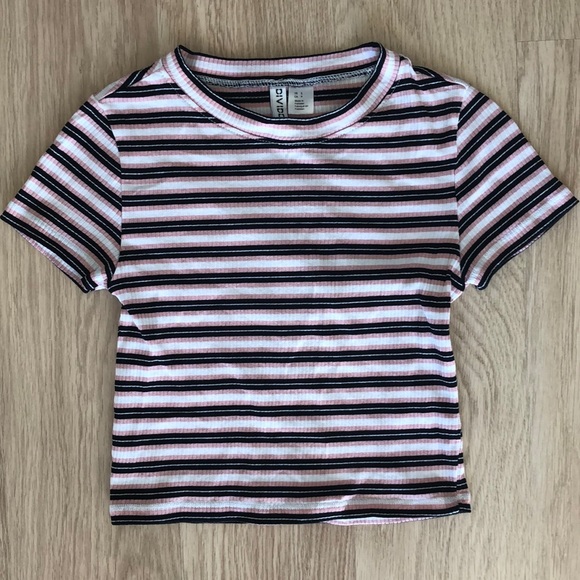 H&M Divided Striped Crop Tshirt - Picture 1 of 9